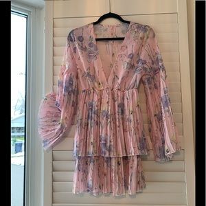 Classy Easter water colour pleated Dress